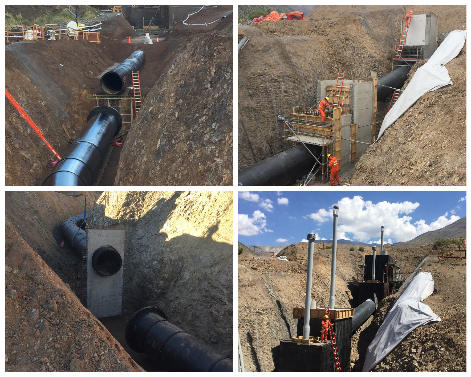 Construcción de sistema de conducción de derrames